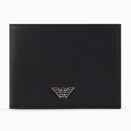 Emporio Armani - regenerated Saffiano leather coin-pocket wallet with eagle plate