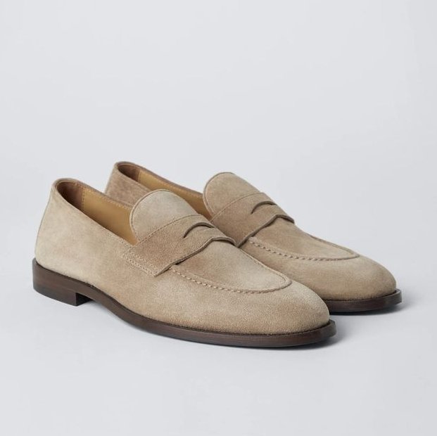 Brunello Cucinelli Suede Penny Loafers